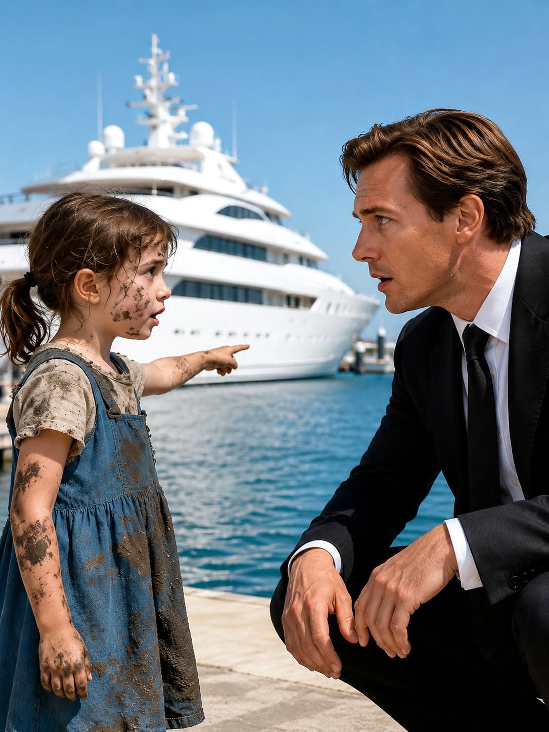 “Sir, Don’t Get on Your Yacht!” the Seven-Year-Old Beggar Girl Cried—Twenty Minutes Later, the Marina Exploded