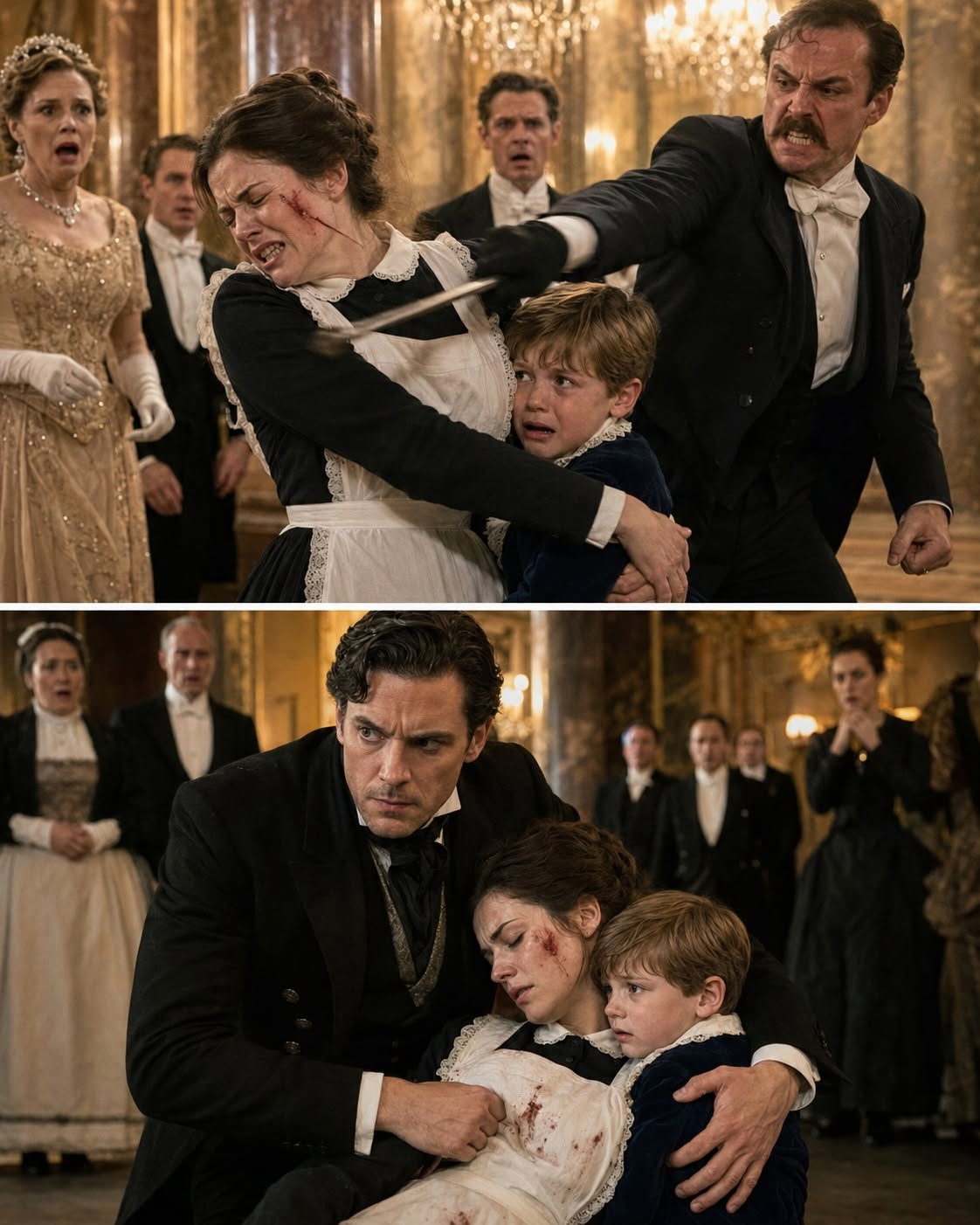 A penniless maid saw a drunken nobleman raise his cane toward a six-year-old boy.