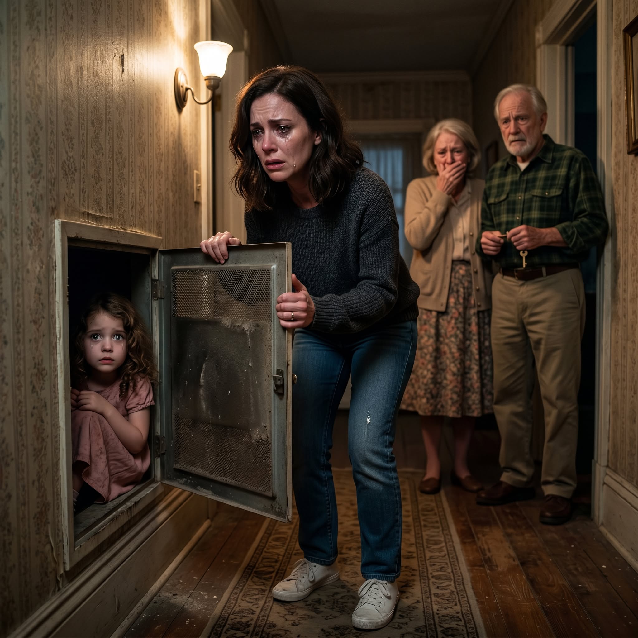 I left my daughter with my parents for two days. She vanished at a mall. Ten years later, I found a hidden vent in my grandmother’s wall and heard her voice inside.