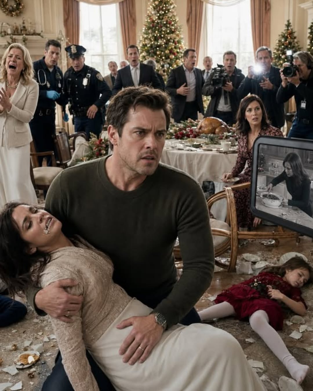 My wife promised this would be our “best Christmas ever”… but less than ten minutes after dinner started, she was dying in my arms while my children collapsed beside the tree foaming at the mouth. Doctors later confirmed one terrifying word: poison. The police suspected me immediately—until I checked my home security footage and realized the real killer had been sitting at our table smiling the entire night.