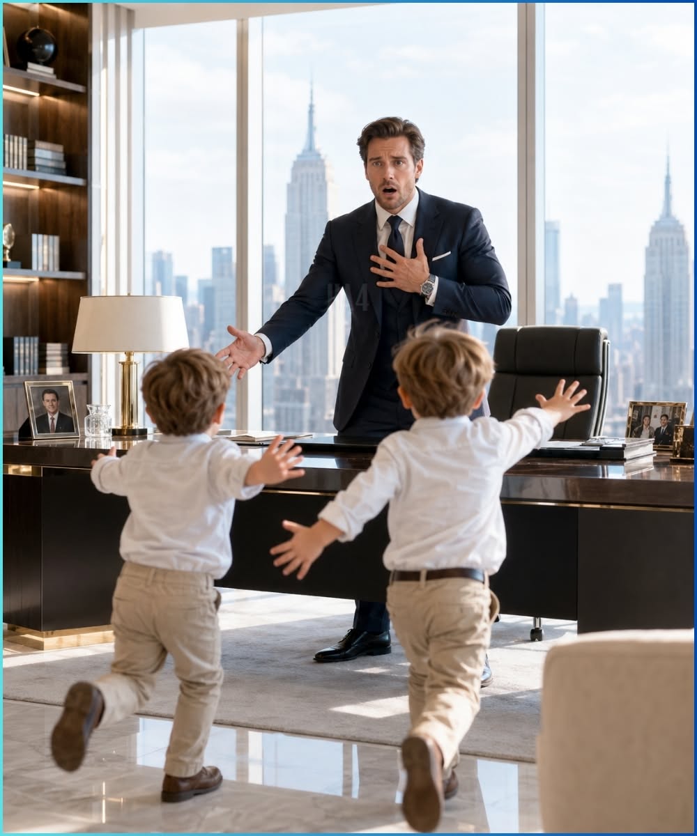 THE BILLIONAIRE WHO WAS TOLD HE COULD NEVER BE A FATHER—UNTIL TWO LITTLE BOYS RAN INTO HIS OFFICE SCREAMING “DADDY!”