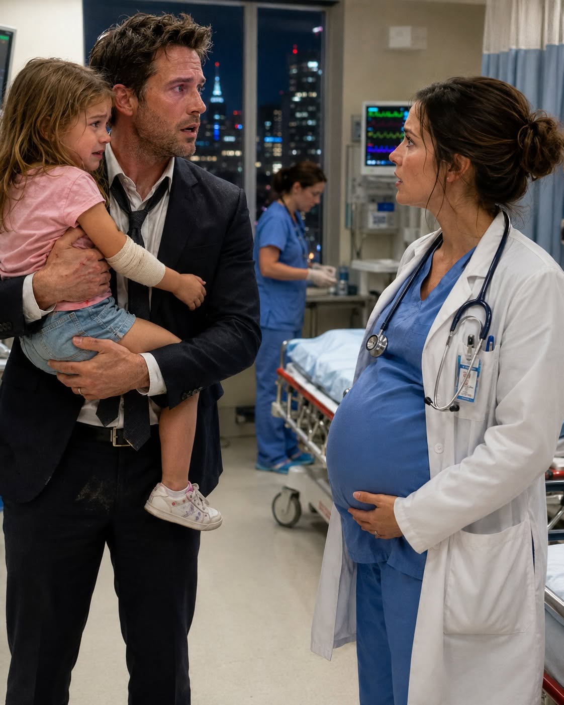 A man who shattered my heart walked into my emergency room carrying his injured daughter—and discovered I was seven months pregnant with a baby he didn’t even know existed.