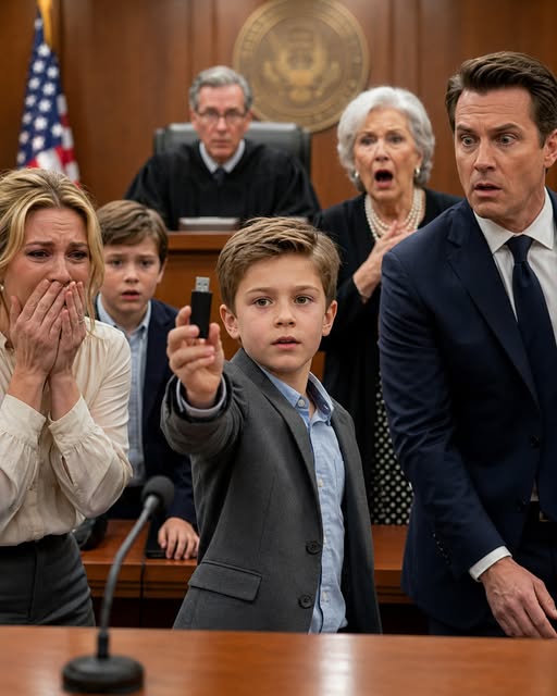 A 9-Year-Old Boy Pulled a USB Drive Out in the Middle of Court… And Exposed the Secret His Billionaire Father Thought Would Stay Hidden Forever.