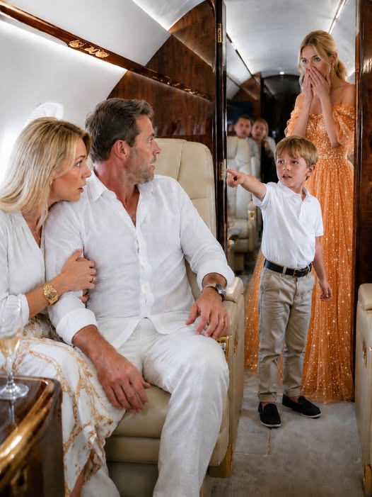 For three years, I lived as a widow raising my son alone, clinging to the belief that my husband was gone forever. Then, on an ordinary flight, my nine-year-old suddenly froze, pointed at a stranger in first class, and whispered words that shattered everything I knew: “Mom… that’s Dad.”