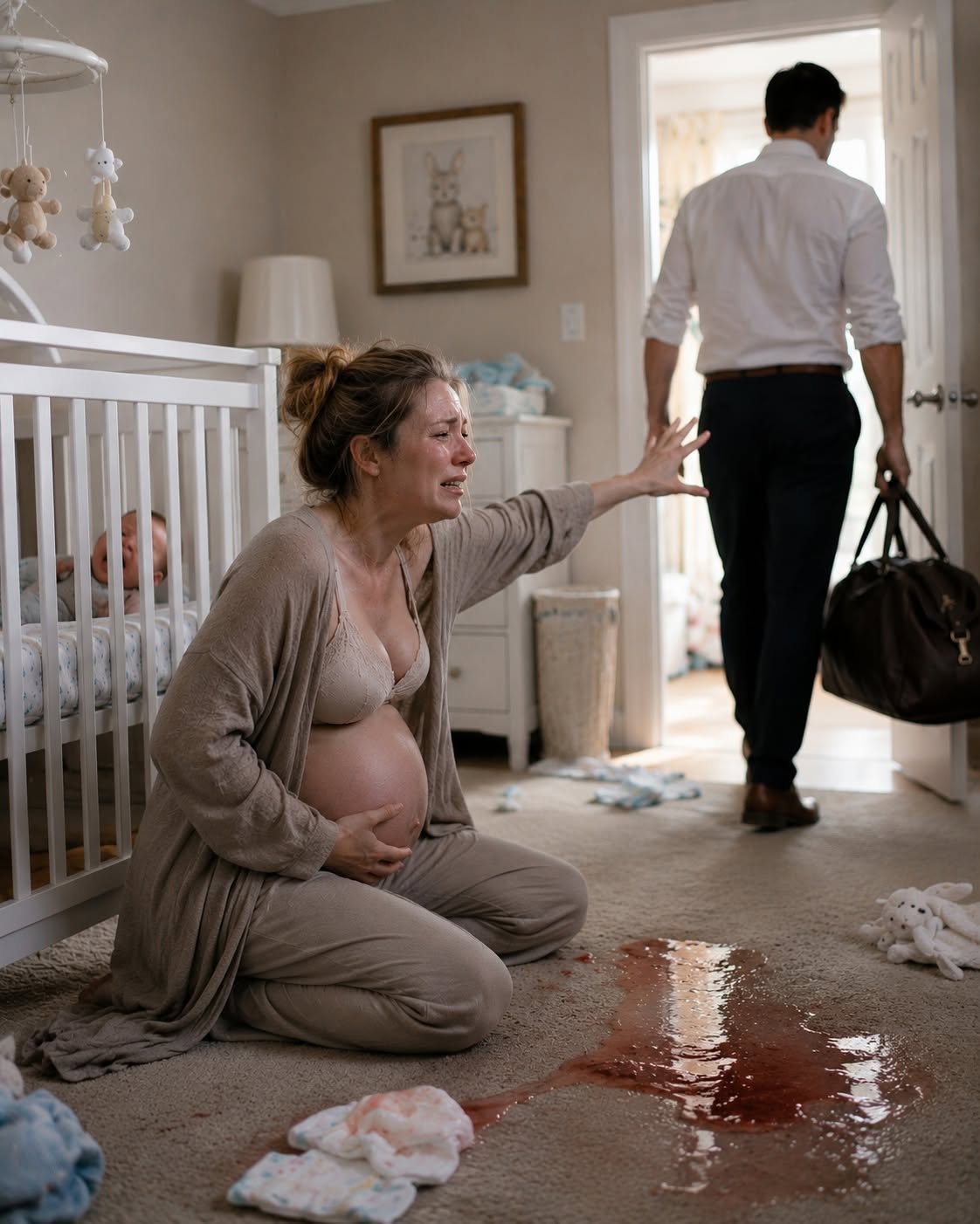 I was drowning in my own blood while my husband straightened his shirt, smiled at his reflection, and told me, Stop being dramatic
