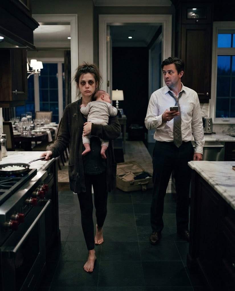 At 4:30 a.m., my husband came home smelling like someone else’s night and looked straight past the baby on my chest to the dinner I’d cooked for his family.