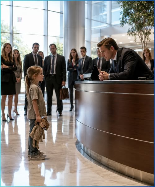 A Seven-Year-Old Asked the CEO for Work Because Her Baby Sister Had Not Eaten and His Answer Made the Whole Lobby Go Silent
