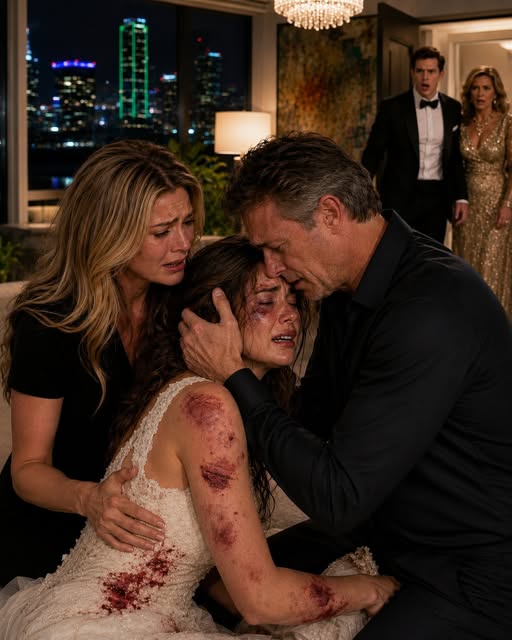 I never imagined my daughter would show up at my front door at three in the morning wearing the same wedding dress I'd zipped up just hours earlier—soaked in blood. She collapsed into my arms and whispered, ""Mom... my mother-in-law beat me because I refused to sign over my condo."" In that instant, my entire world shattered.
