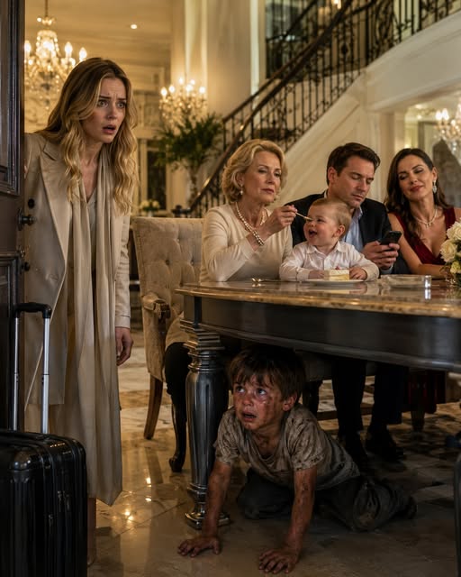 After spending two years on an overseas business assignment, I opened the front door and found my four-year-old son filthy and trembling beneath the dining table while my mother-in-law fed my husband's mistress's baby. My husband simply said, “Keep him away from the child.” I didn't scream. I quietly pulled out my phone... and one recording changed everything.