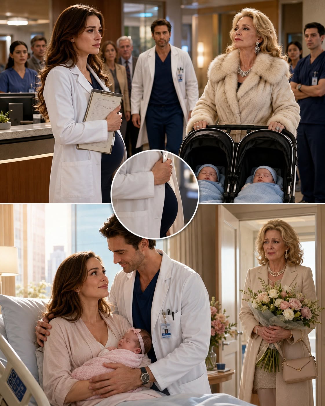 Six months after my divorce, my ex-mother-in-law pushed newborn twins into my hospital lobby just to humiliate me in front of my colleagues