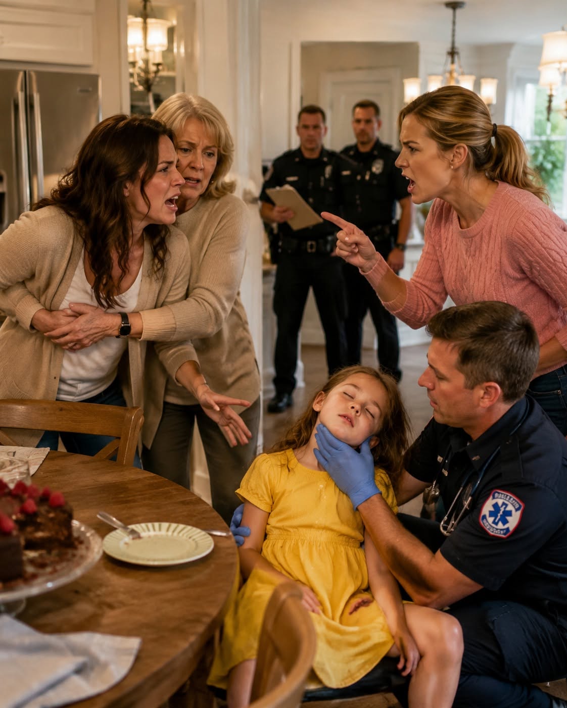 My sister smashed my six-year-old daughter’s face into my parents’ kitchen table over one bite of chocolate cake—and while Ruby lay unconscious in her yellow dress, my own mother locked both arms around me and whispered, "Don’t touch her. Let Vanessa calm down."