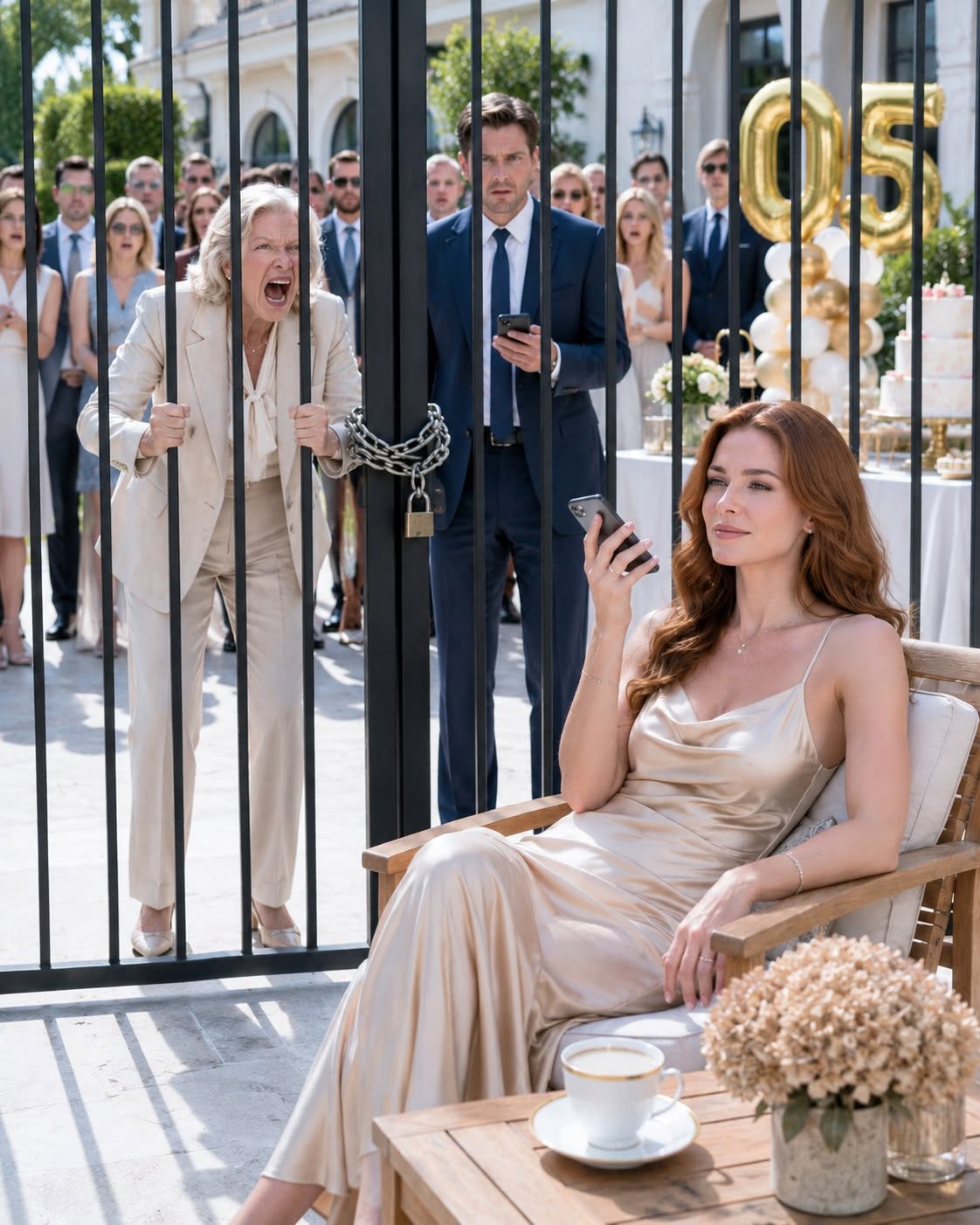 "They showed up with cake, balloons, and half the family to celebrate my mother-in-law’s birthday at my house… but when my husband pleaded, “Honey, open the gate,” I replied, “Today everyone will find out why no one is getting in,” and no one smiled again.