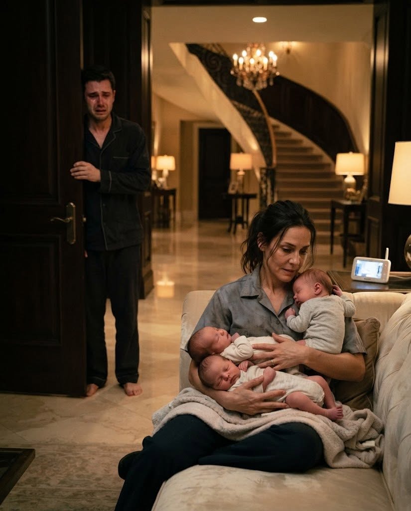 At 3:17 a.m., billionaire businessman Ethan Whitmore found the night cleaner holding all four of his screaming babies in the mansion living room.