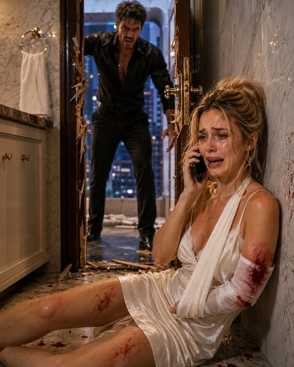 My husband had just snapped my arm inside our apartment, and while I hid in the bathroom bleeding, I made one desperate phone call to the most feared Mafia boss in New York. He laughed outside the door, convinced no one would ever risk their life for a broken waitress like me. What he didn't know was that the man on the other end had already answered—and he was already coming.