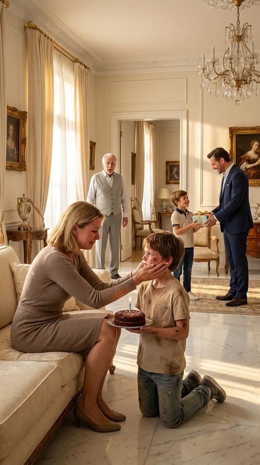 A Father Slapped His 7-Year-Old Son for Asking for a Cheap Birthday Cake—Then Bought His Nephew a Brand-New Tablet the Very Next Day. But the Moment Grandpa Saw the Bruise on the Little Boy’s Face, He Quietly Said, “By Tomorrow… You’ll Have Nothing Left.”