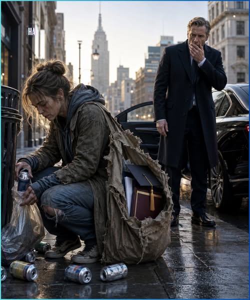The billionaire saw her collecting cans at 5 a.m., but the master’s degree inside her torn bag exposed the secret he had buried for thirty-two years