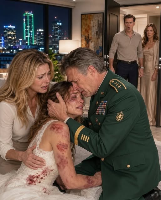 My daughter knocked on my door at three o'clock in the morning wearing the same wedding dress I had zipped up only hours earlier. It was torn, stained with blood, and hanging from her bruised body. Before she collapsed into my arms, she whispered, "Mom... my mother-in-law beat me because I refused to sign over my condo," and in that instant, I knew someone's life was about to change forever.