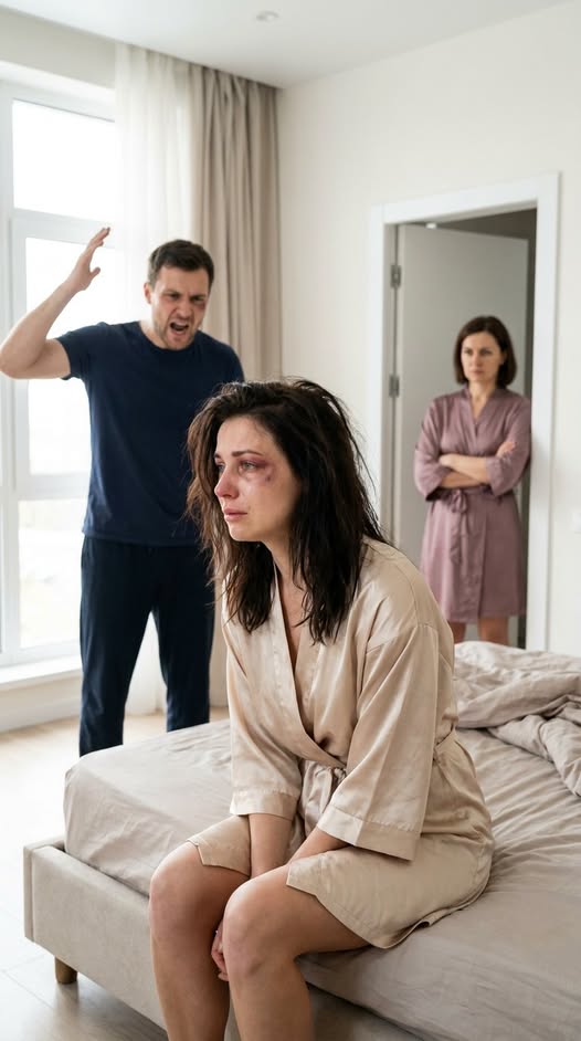 At 3 A.M., My Husband Dragged Me Out of Bed and Beat Me Until My Lip Bled, Screaming, “Get Up, You Useless Woman!” While His Mother Laughed, I Somehow Made It to the Police Station… Then Collapsed. What Happened Next Cost Them Both More Than They Ever Imagined.