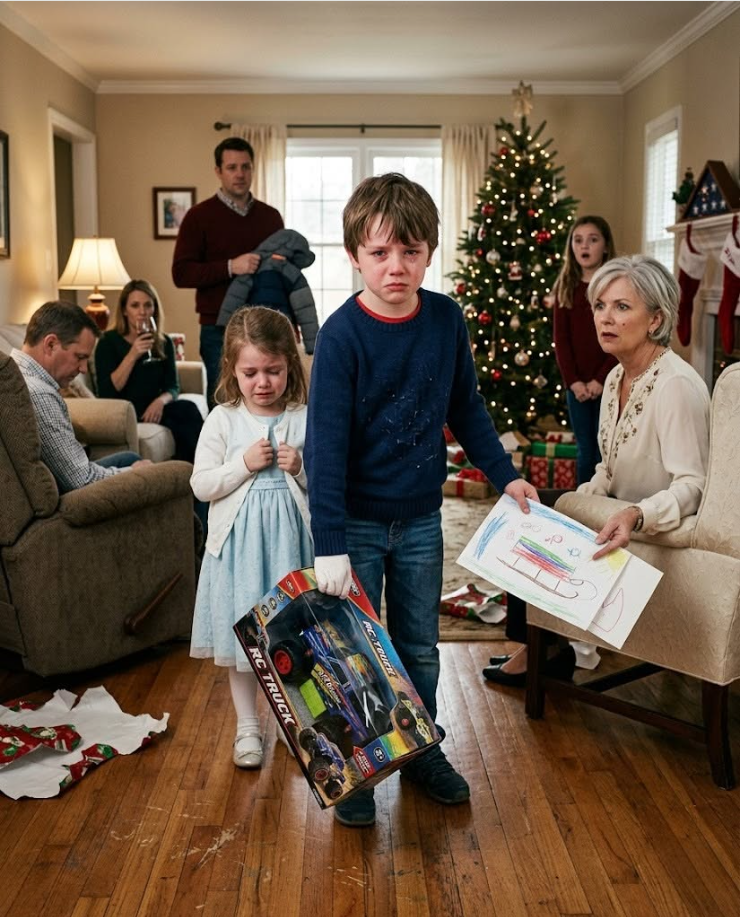 At Christmas, my mother-in-law stared at my 6-year-old and said, “Children from Mommy’s cheating don’t get to call me Grandma,” right after refusing the gift my daughter had proudly made for her. Then my son stood up and said this. The whole room went completely silent...