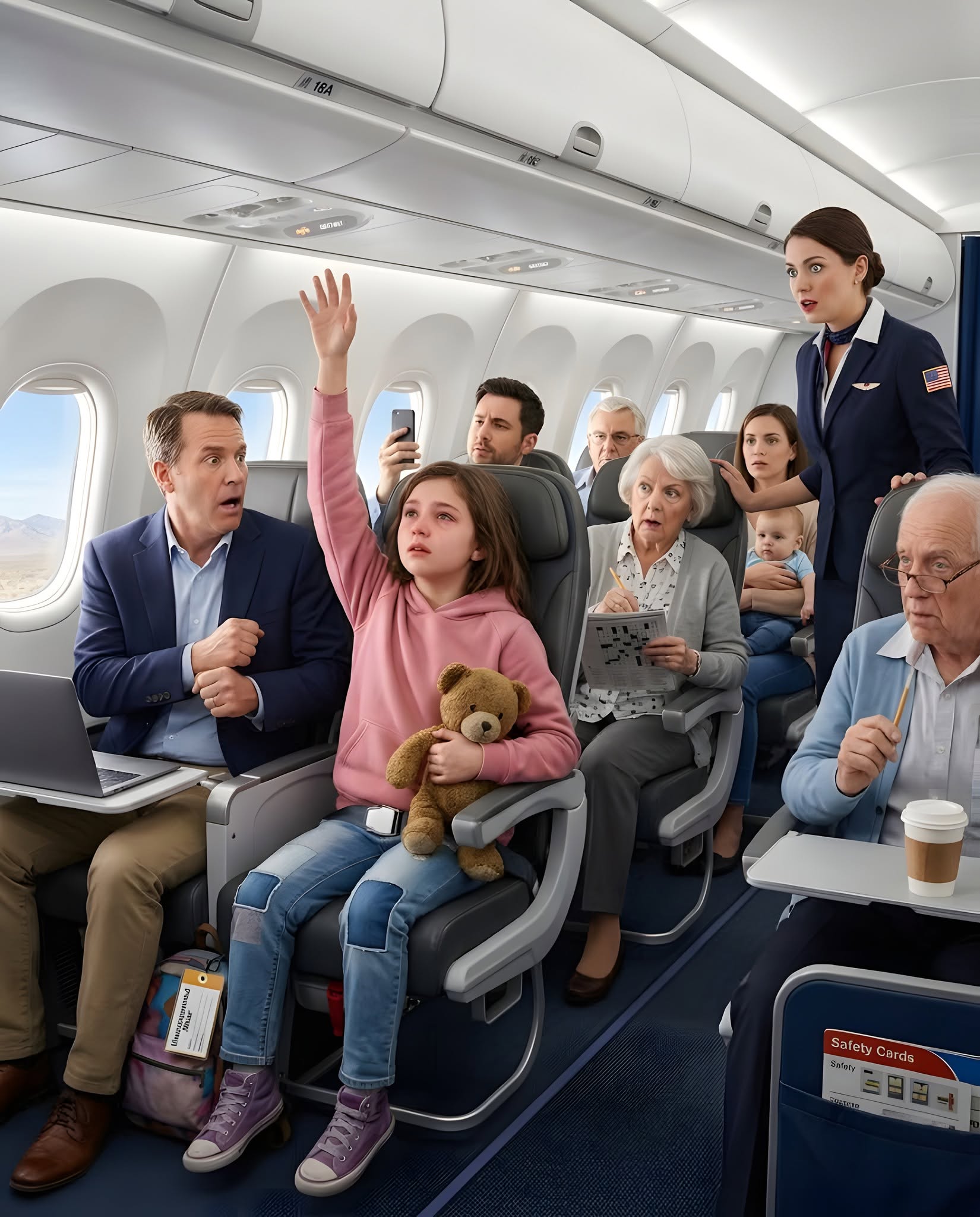 13-Year-Old Girl Slept on the Flight — Until the Captain Asked Is There Any Fighter Pilot on Board?
