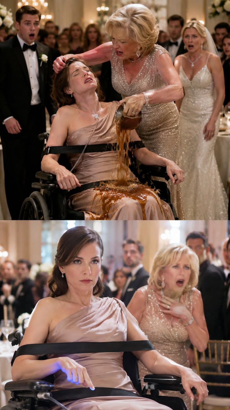 They Humiliated Me in My Wheelchair at My Ex-Husband’s Wedding—Then Three Taps Silenced the Entire Ballroom