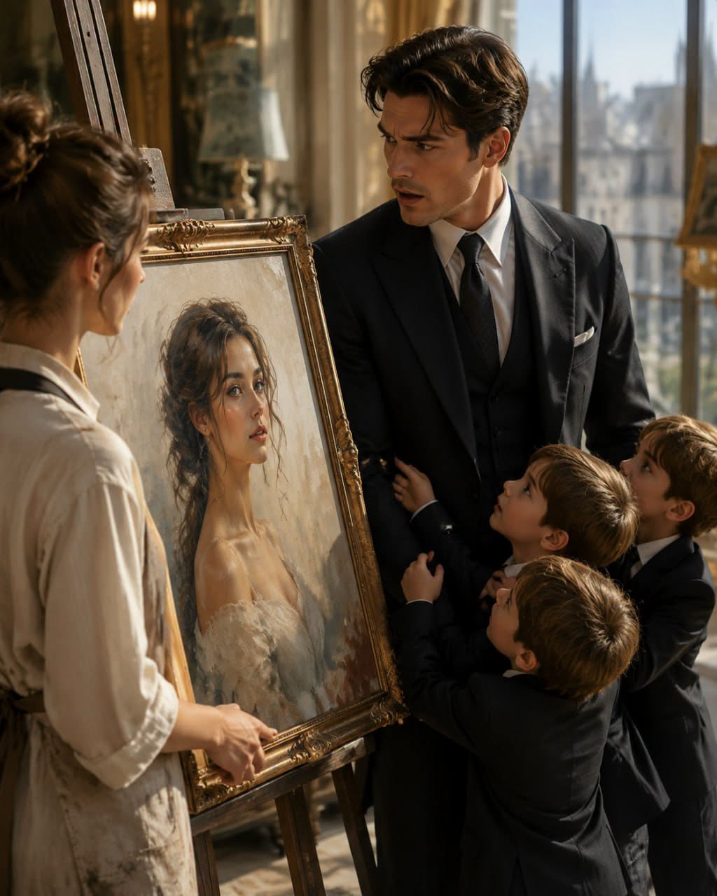 "“Will You Buy This Portrait?”—The Mafia Boss Stopped Cold When He Recognized Her Face, Then the Triplets Begged for Their Mother