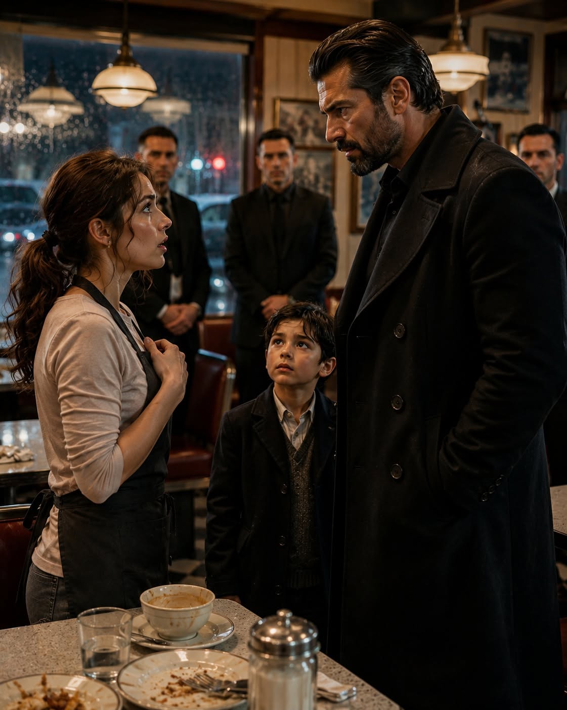 I gave a frightened little boy a free meal because he looked like he hadn't eaten all day. Hours later, the most feared crime boss in Chicago walked into my tiny diner, stared at the empty plates, and said five words that made everyone stop breathing: **""You fed my son.""** I thought I was about to pay the price for helping a stranger—but I couldn't have been more wrong.