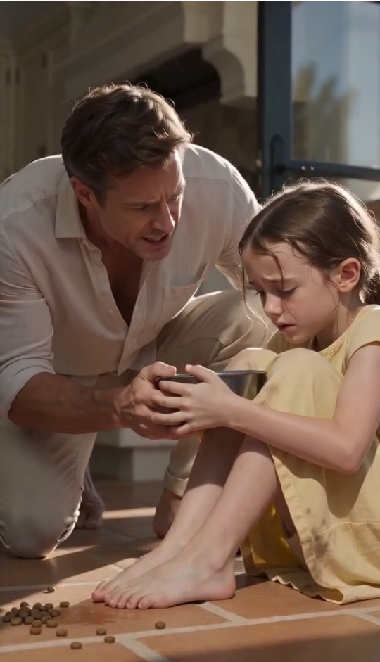 The billionaire stopped cold when he discovered his 7-year-old daughter eating dog food from a bowl on the pantry floor.