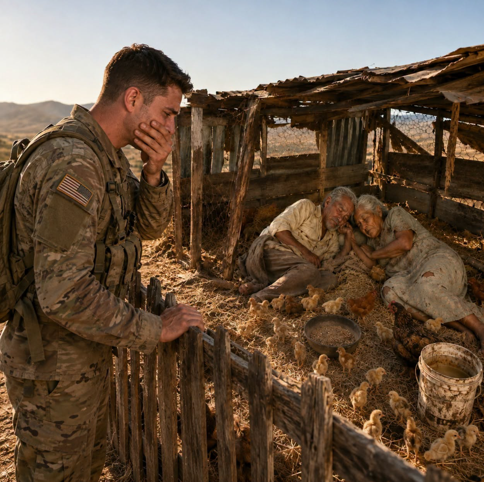 After two years overseas, I came home expecting my wife’s embrace—but found my elderly parents sleeping in the chicken coop, bruised, hungry, and terrified. “Son,” my mother whispered, “she said this house belonged to her now.” My wife stepped onto the porch, smiling. “They’re useless. I did you a favor.” I removed my dog tags, stared at the security camera above the barn, and said, “No, Claire… you just gave me everything I need.”