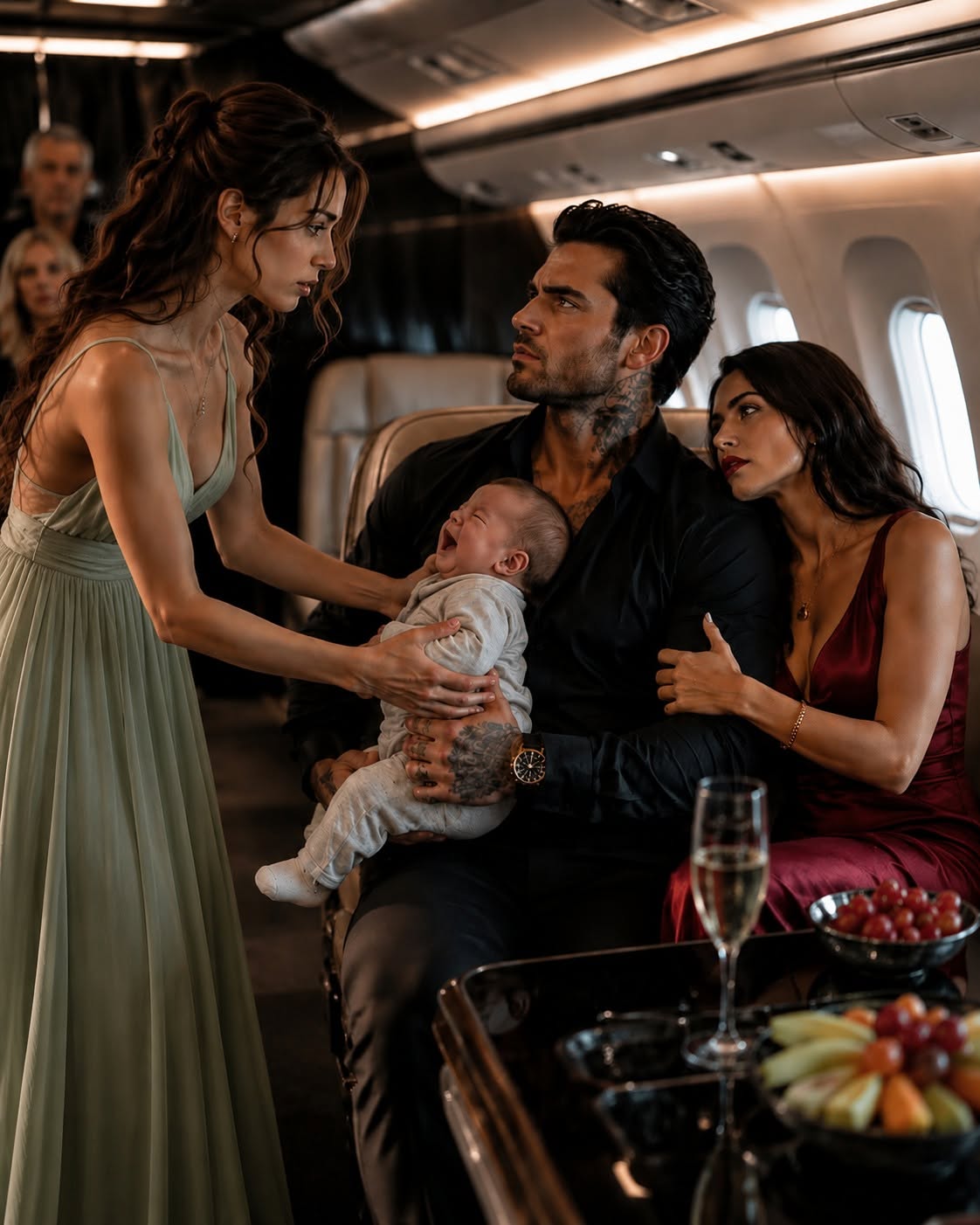 By the time that baby had screamed for eighty-seven straight minutes, the first-class cabin no longer looked annoyed—it looked defeated. Then I stood up from premium economy, walked past people rich enough to buy silence, and told the most terrifying man on the plane that his baby didn’t need another bottle.