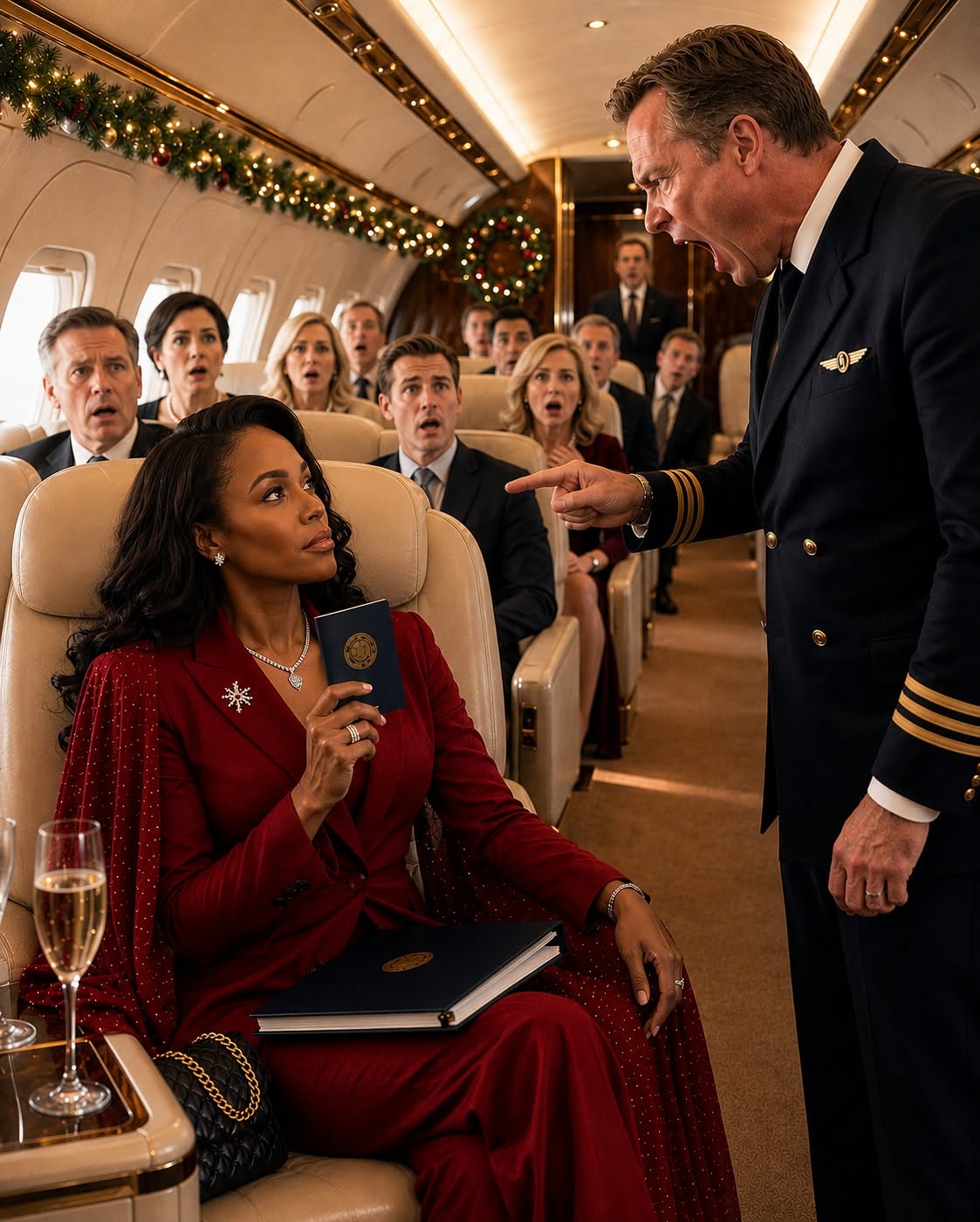The captain publicly ordered me to leave my first-class seat on Christmas Eve as if I didn't belong there—but he had no idea the quiet Black woman he was humiliating was the owner of the entire airline. By the time he realized the truth, it was already too late to undo what every passenger had witnessed.