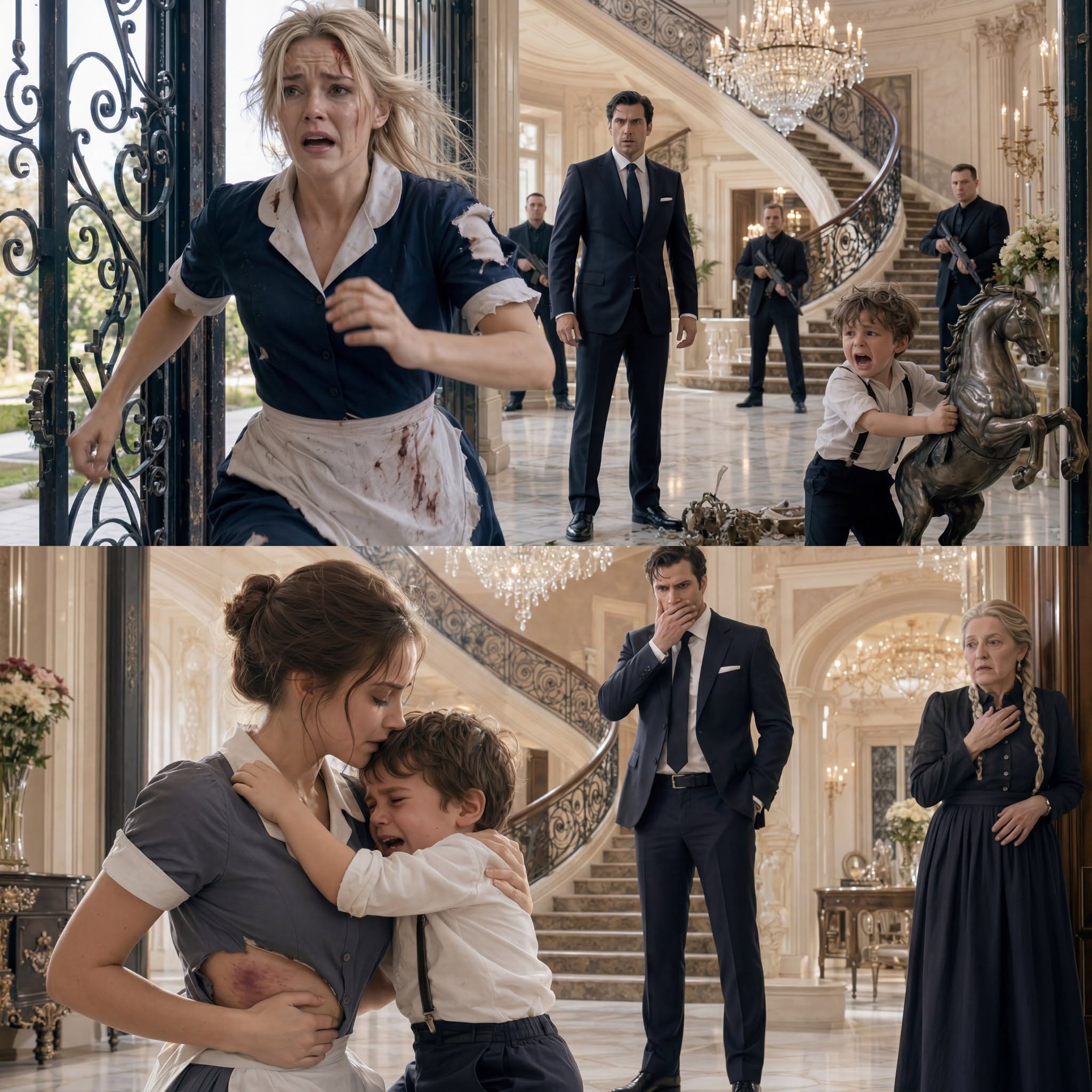 Shy maid knelt before the little son of the most billionaire feared man