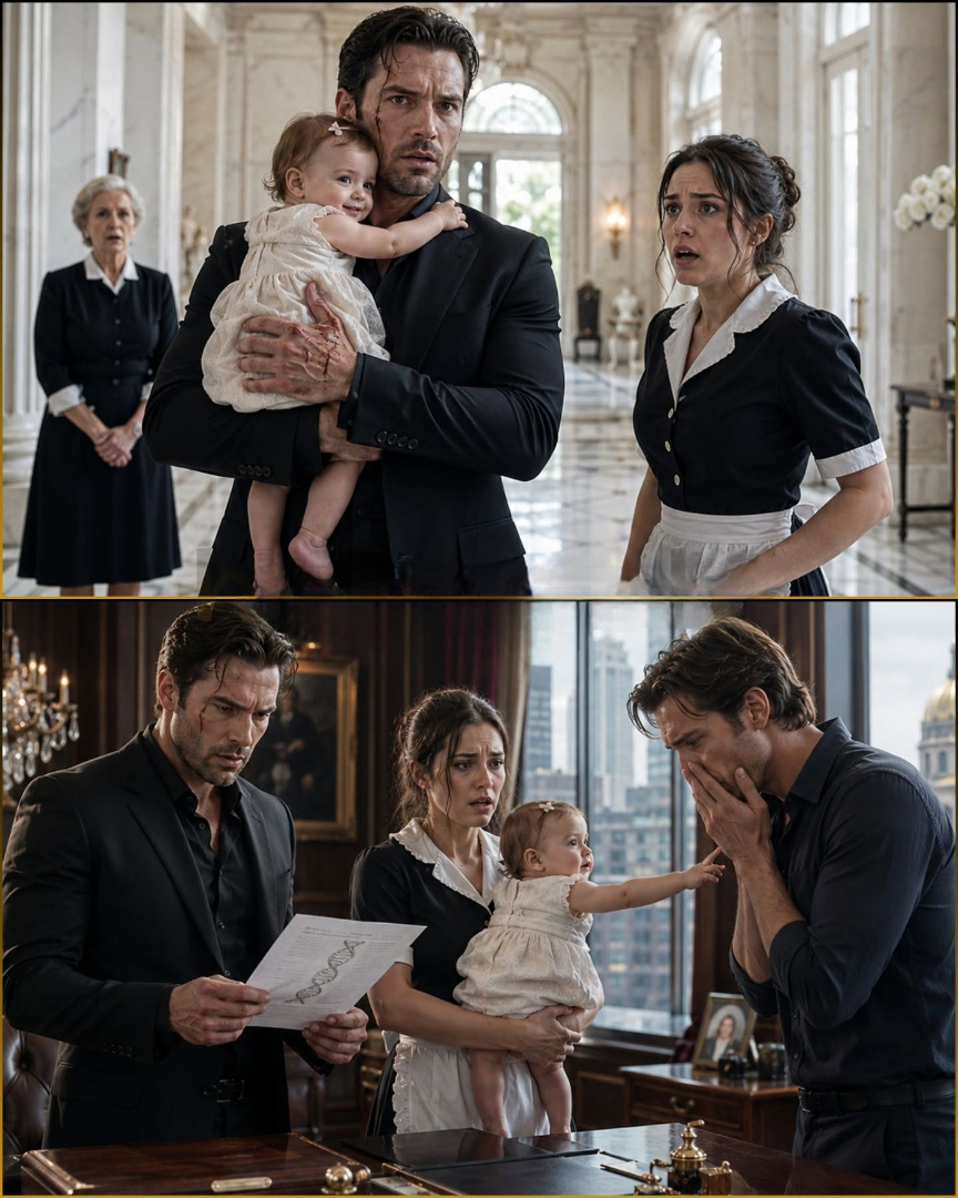 “Don’t Hand Her To Him,” The Maid Begged — But The Mafia Boss Didn’t Move When the Maid’s Baby Called Him Papa because His Scar Made Her Baby Smile, And The DNA Test Said A Dead Man Had Lied... Then Everyone Saw the Tear Hit His Desk