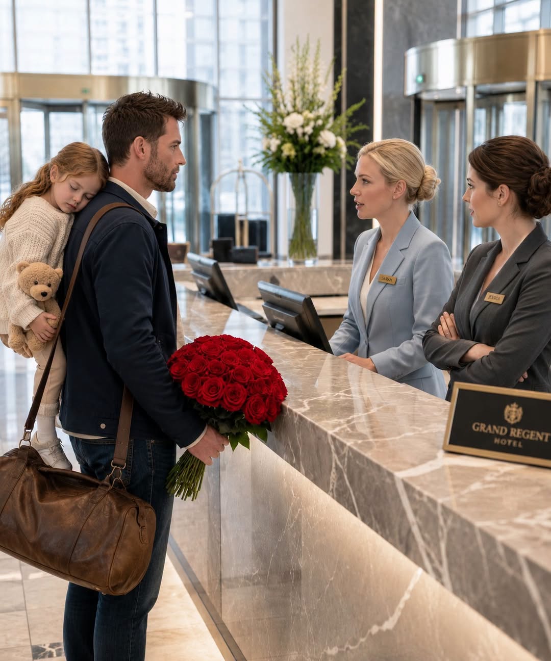 A widowed father was turned away from his own hotel while holding his sleeping daughter in his arms… but by the time the employees learned who he really was, the harm had already been done.