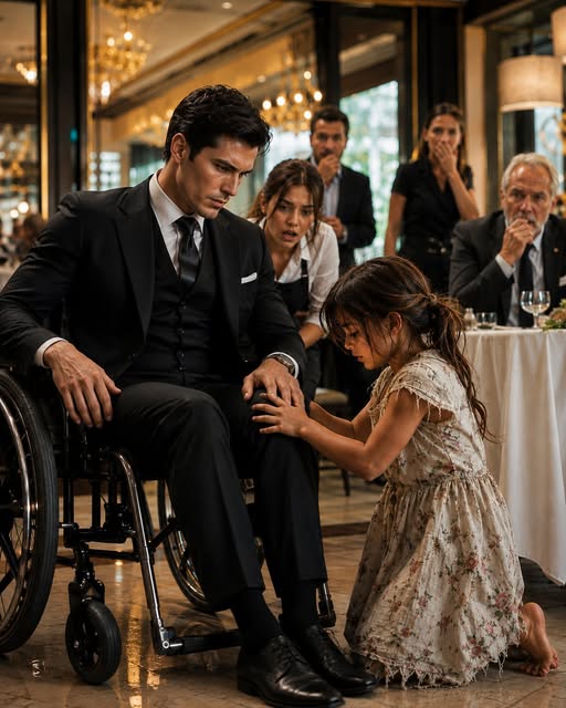 A barefoot five-year-old offered to help me walk again in exchange for leftovers, and half the restaurant laughed at her promise. But when she placed her tiny hands on my lifeless legs and whispered, “If you don’t believe, I’ll believe for you,” something happened that silenced every person in the room.
