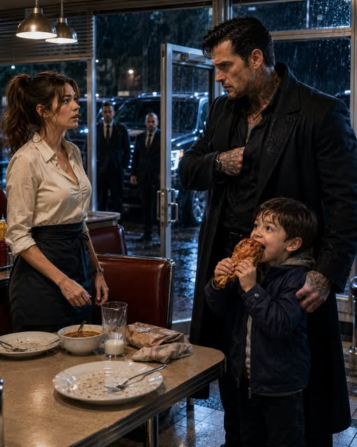 I gave a terrified little boy a free meal during the worst storm Chicago had seen all year. Hours later, the city’s most feared crime boss stormed into my diner, looked at the empty plates, and said five words that made every person in the room freeze: **“You fed my son.”**