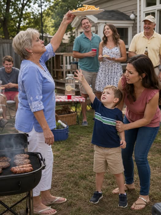 At our family barbecue, my four-year-old son asked for a few fries; my mother moved the plate out of reach and said, “Those are only for my real grandchild”; everyone laughed; I took his hand and walked him to a restaurant; before midnight, Mom was calling over and over; I replied with one word: “Remember...”