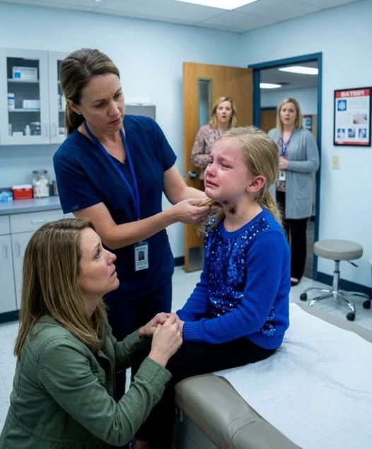 The School Nurse Looked Annoyed When My Daughter Wouldn’t Eat Because “It Hurt To Swallow”—Then She Noticed The Darkened Line Under Her Chin.