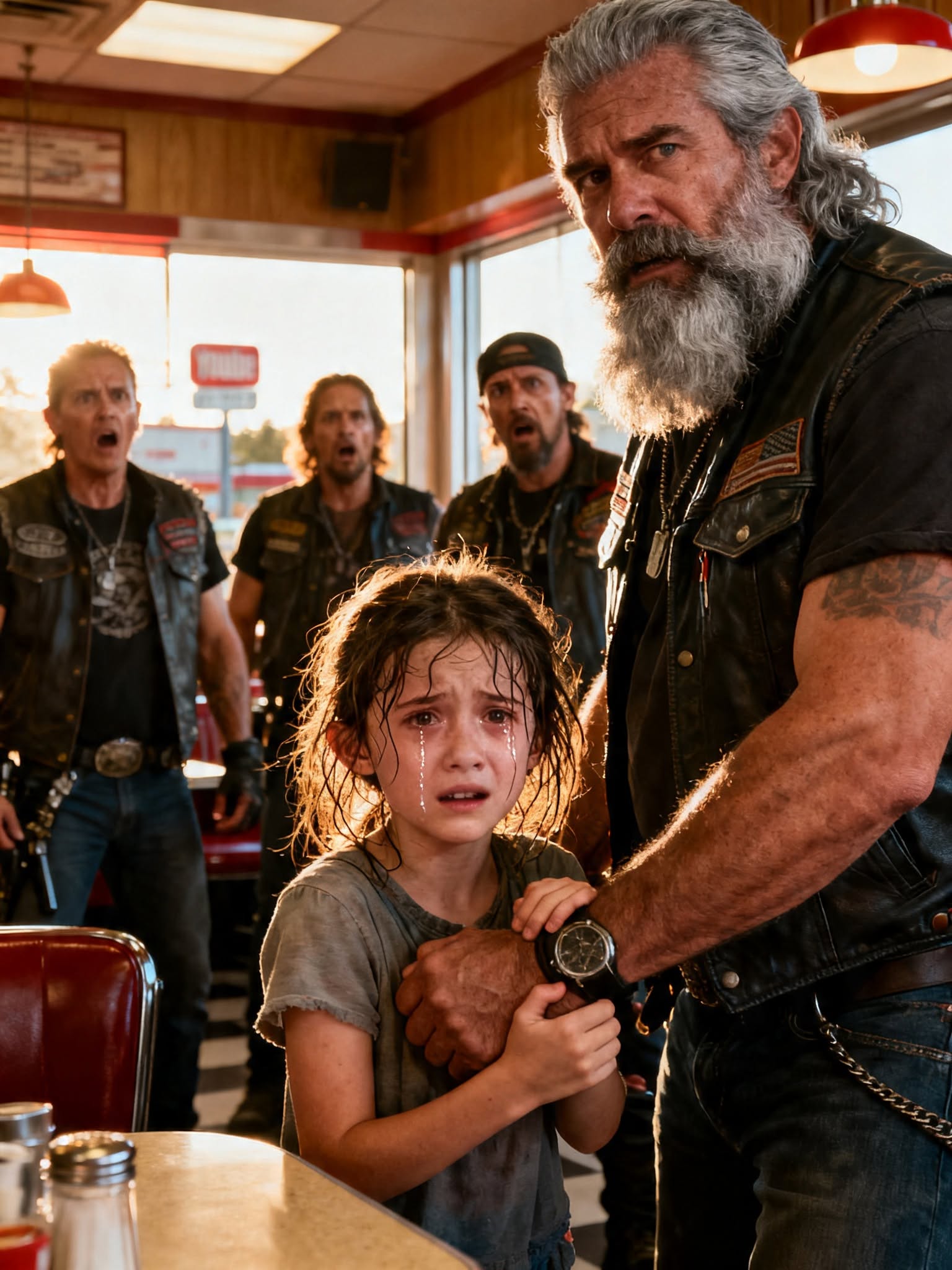 "HE HURT ME!" A LITTLE GIRL BEGGED A HELL'S ANGEL FOR HELP - MINUTES LATER, 100 BIKERS STOOD OUTSIDE HER HOUSE