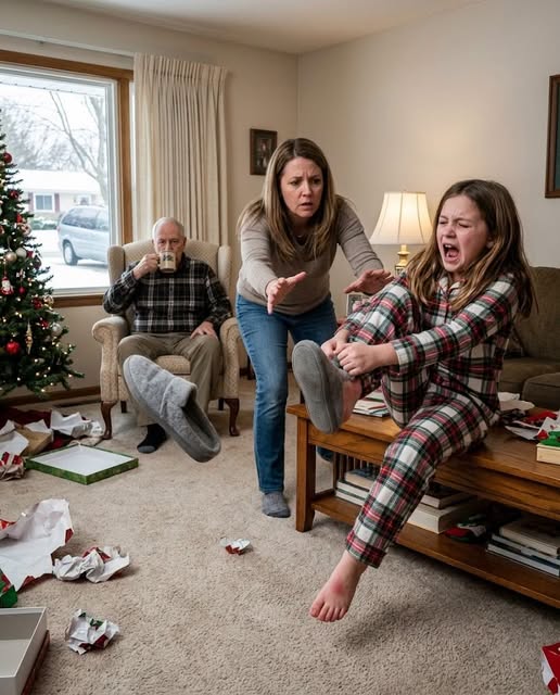 My father-in-law smiled as he told my daughter to try her Christmas gift.