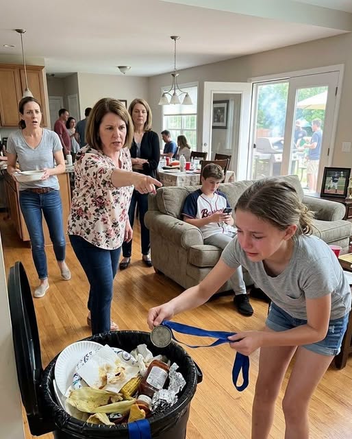 At my in-laws' barbecue, Karen threw my 12-year-old's track medals in the trash and ordered her, "Apologize to Tyler for showing off." My husband Ben did not argue. He opened the Silver Lake deed listing him as the only owner. Karen went pale when he said, "Then your lake weekends are over."