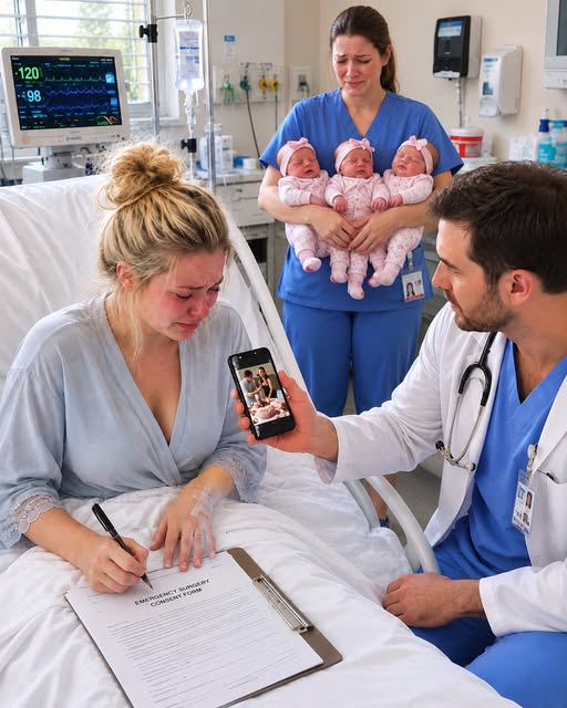 While I Was Signing Emergency C-Section Papers Alone to Save Our Unborn Triplets, My Husband Turned Off His Phone to Celebrate With His First Love. Four Days Later, He Returned to the Hospital Expecting Everything to Be Exactly as He Had Left It, Completely Unaware That One Quiet Sentence From a Nurse Was About to Change Everything...