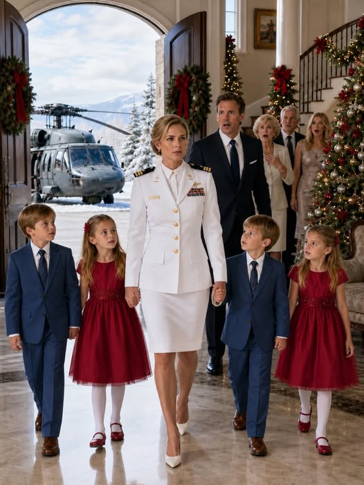 My Ex-Husband Invited His “Childless” Former Wife to Christmas Dinner at His Family Estate, Certain Everyone Would See the Lonely Woman He Had Left Behind. He Expected Me to Arrive Alone. But What He Never Imagined Was a Military Helicopter Landing Right Outside the Estate—and Me Stepping Out With Four 8-Year-Old Children. The Moment He Got a Clear Look at Their Faces, the Smile Vanished From His Face…