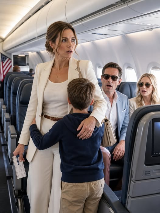 My 10-Year-Old Son Came Back From the Airplane Restroom and Whispered, “Mom… Dad Is Sitting Near the Front.” I Told Him It Was Impossible—His Father Had Been Gone for Three Years. Then I Saw the Scar on the Man’s Wrist and Watched Him Rub His Bare Ring Finger Exactly the Way My Husband Used To. I Followed Him Off the Plane Without Saying a Word… Until Another Woman Called Him by a Different Name