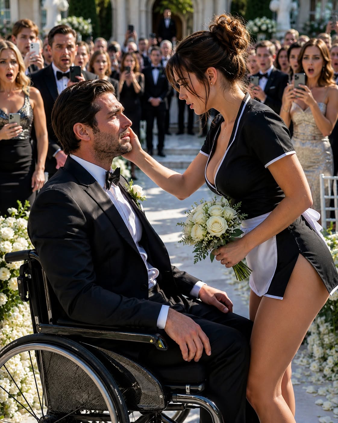 The Mafia Boss Was Left Alone in His Wheelchair on His Wedding Day… Then the Housekeeper Did Something That Shocked Everyone...