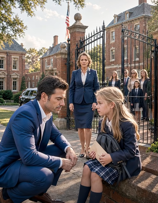 “Everyone Got Into Class Except Me,” a Trembling 7-Year-Old Whispered Outside the Locked Gate—Then a Quiet CEO Found the Red Notice in Her Hand...