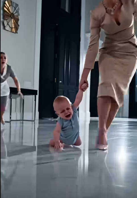 Serena was dragging two-year-old Ethan across the marble floor by one arm when I ran into the foyer.