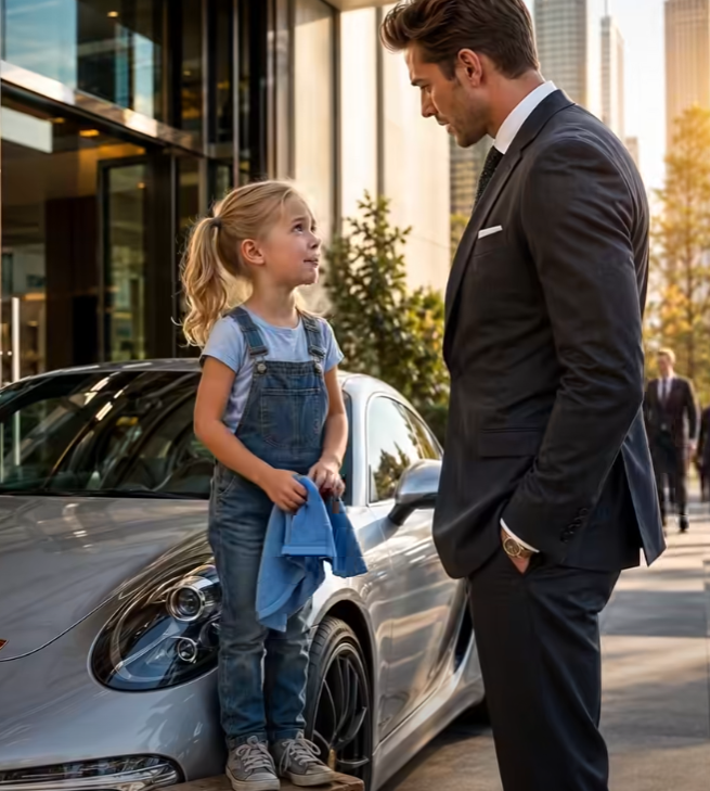 POOR GIRL CLIMBS A STOOL TO CLEAN A PORSCHE — TELLS A MILLIONAIRE WHY SHE NEEDS MONEY