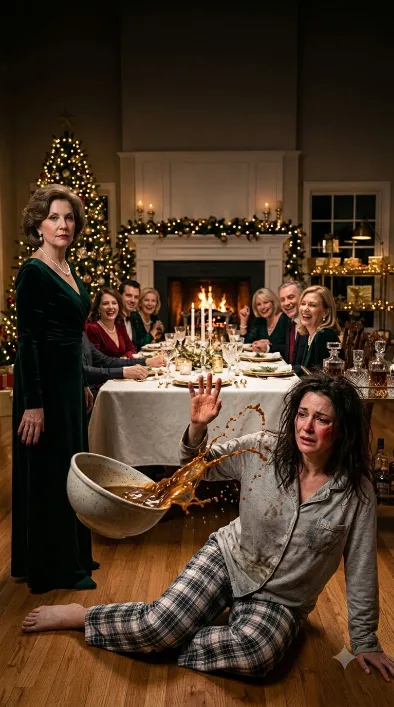 My mother-in-law slapped me across the face on Christmas night.  I fell to the floor and spilled a bowl of boiling soup over my hand.