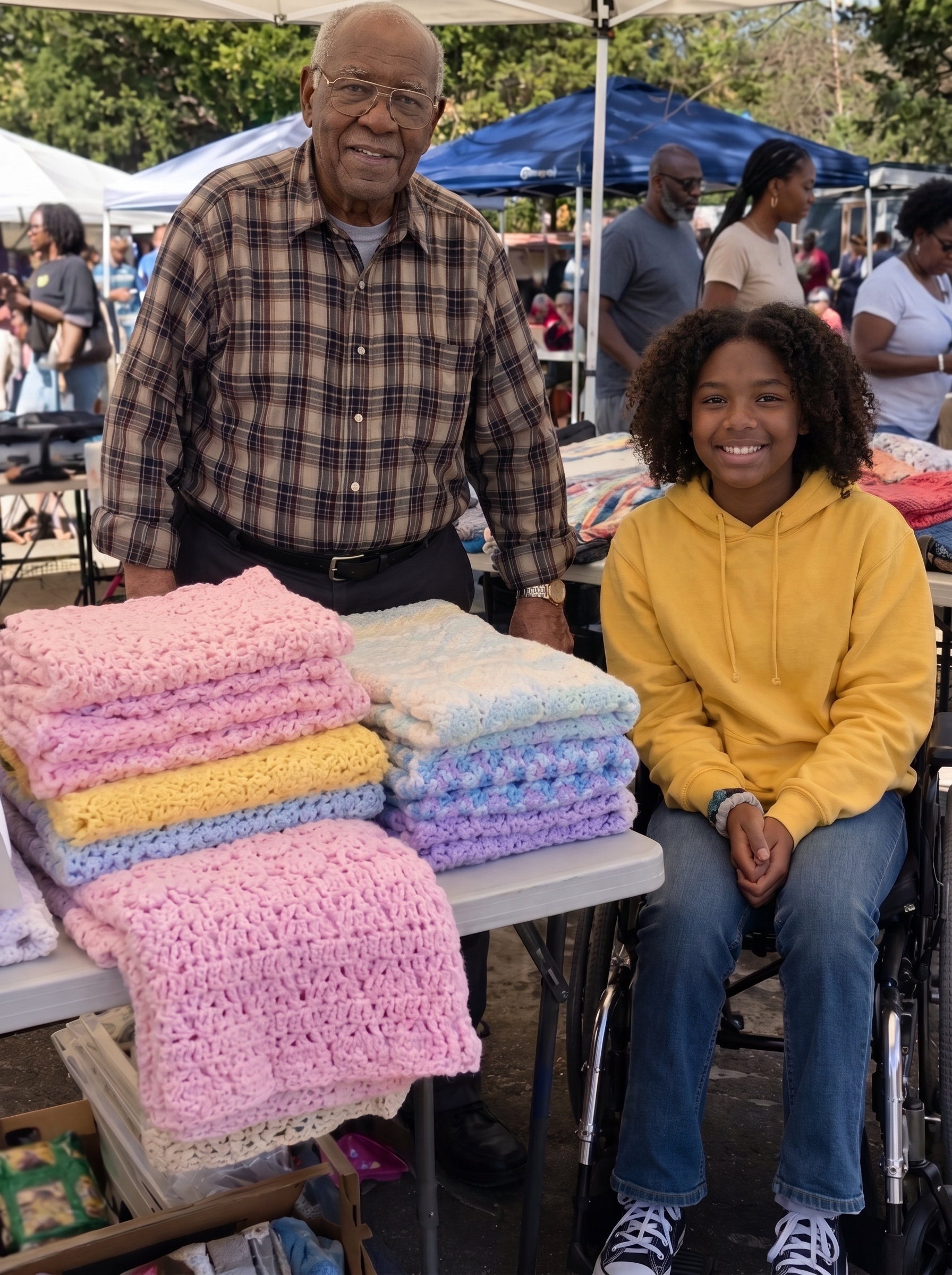 My 76-year-old grandfather sewed blankets and sold them at a flea market so I could walk again — then a rough-looking biker showed up and said, "I'VE BEEN LOOKING FOR YOU FOR 20 YEARS."
